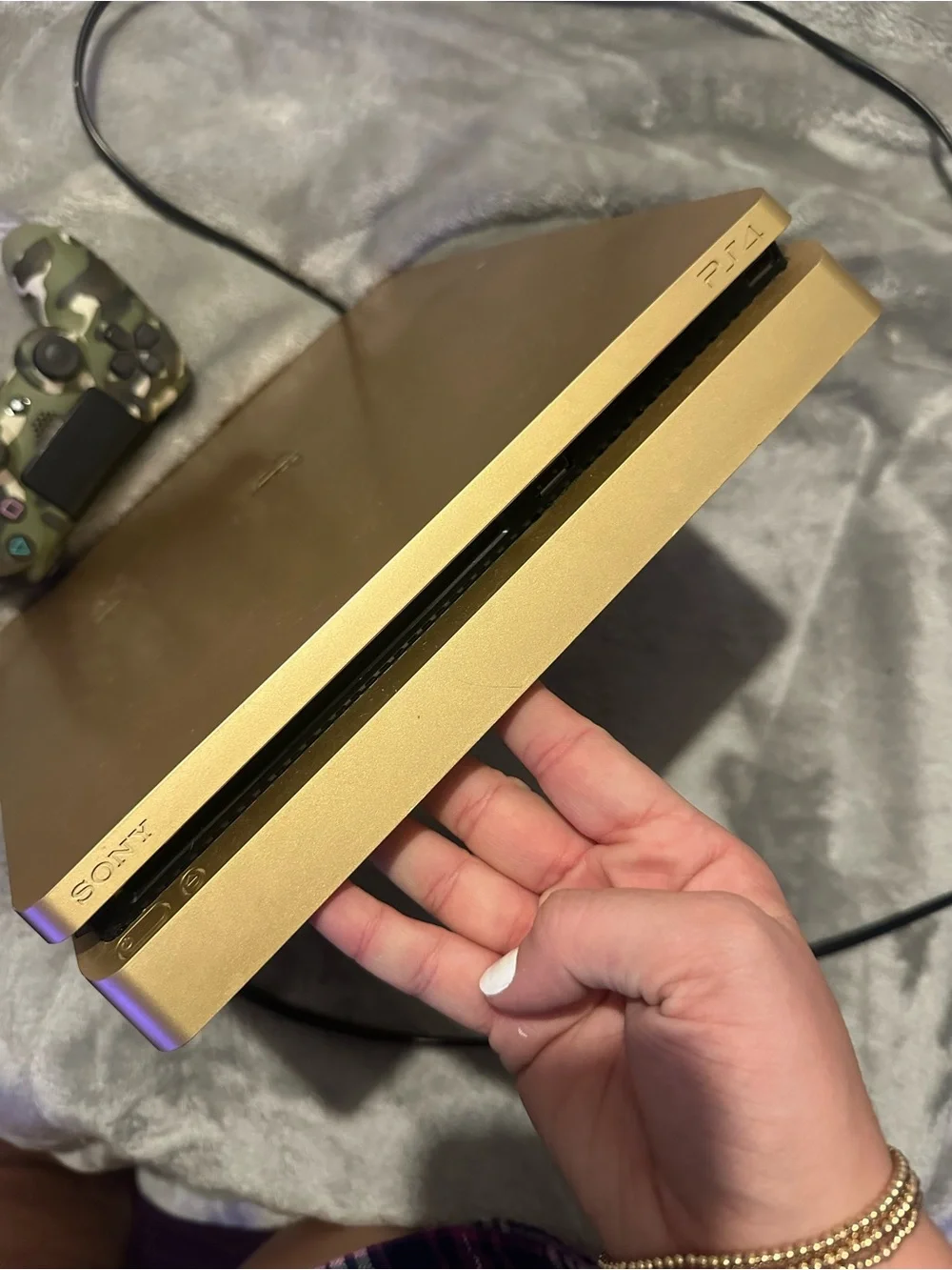 Sony PlayStation Slim Console in Gold with Camouflage Wireless Controller